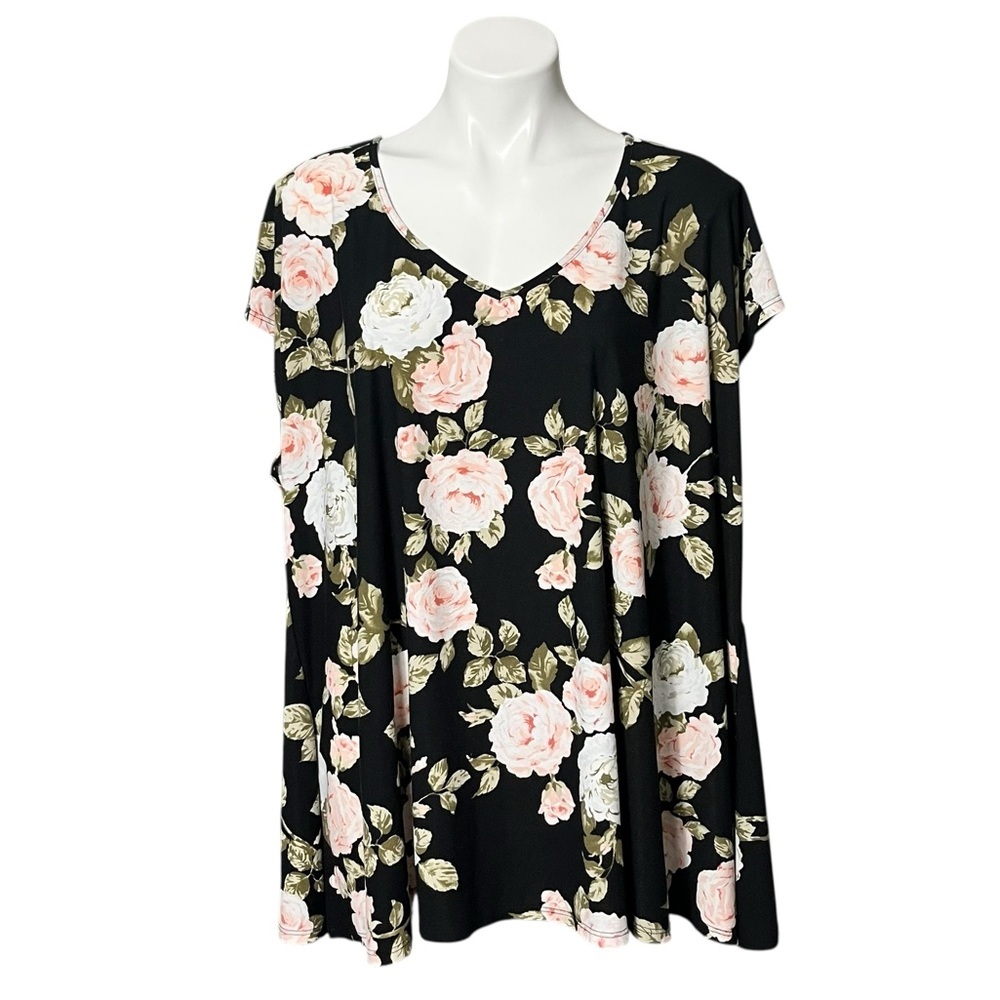 Show Me Your Mumu Floral Tunic Top Size Large Black/Pink